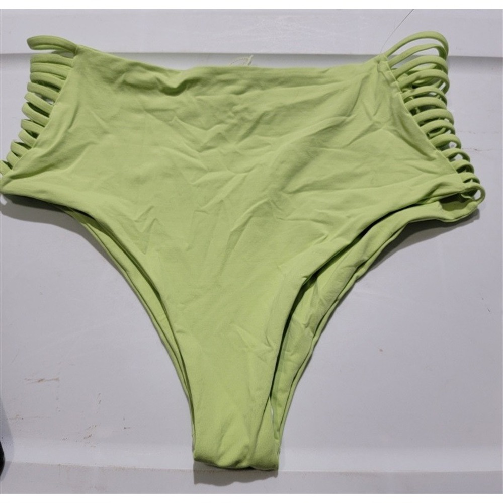 NWOT L*Space S Harrington Bitsy Green Strappy Hi Waist Bikini Swim Bottom 132311